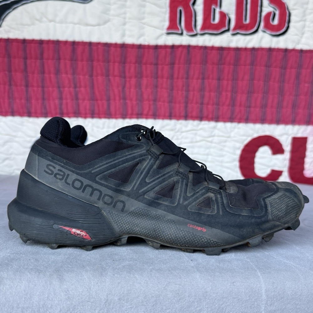 Size 8.5 - Salomon Speedcross 5 Trail Shoes Men's Black Sneakers 406840 - Picture 2 of 10